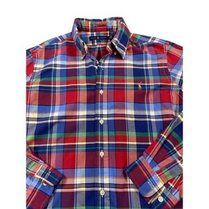 Ralph Lauren Mens Large Plaid Button Down Shirt Multi Color Cotton Long Sleeve